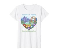 La Aventura de integración sensorial del educador con Necesidades Especiales te Espera Camiseta gráfica económica, Mujer, Blanco, M