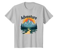 La Aventura Espera: exploración al Aire Libre de Jackson Hole Mountain Camiseta, Niños, Plata, 10 años