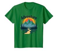 La Aventura Espera: exploración al Aire Libre de Jackson Hole Mountain Camiseta, Niños, Verde Kelly, 10 años