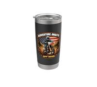 La aventura espera todo terreno American Dirt Bike Motocross Rider Vaso térmico de acero inoxidable de doble pared
