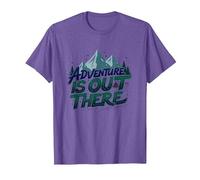 La Aventura está ahí Fuera Camping de montaña Camiseta, Hombre, Morado Jaspeado, S