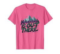 La Aventura está ahí Fuera Camping de montaña Camiseta, Hombre, Rosa Jaspeado, S