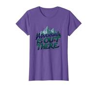 La Aventura está ahí Fuera Camping de montaña Camiseta, Mujer, Morado Jaspeado, L
