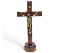 La Balestra Crucifijo de madera - Cristo latonato - base de apoyo - producido en Umbría - Italy - 18,7 X 9,50 X 3 cm