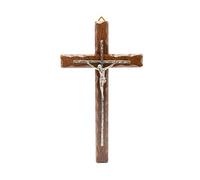 La Balestra Crucifijo de madera de pared - Cristo de metal - Línea fina - Fabricado en Umbría Italia - (32 x 18 cm)