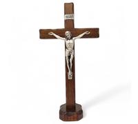 La Balestra Crucifijo de mesa - Artesanal fabricado en Italia Cristo e INRI chapado en plata 999 - Crucifijos de mesa de madera, cuidado y precisión de los detalles de Jesús crucificado - 35 x 18 cm