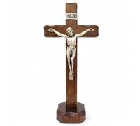 La Balestra Crucifijo de mesa - Artesanal fabricado en Italia Cristo e INRI chapado en plata 999 - Crucifijos de mesa de madera, cuidado y precisión de los detalles de Jesús crucificado - 27 x 13,5 cm