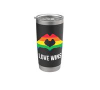La bandera del orgullo LGBT gana el amor Vaso térmico de acero inoxidable de doble pared