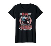 La Bandera Vuela Desde el último Aliento de Soldado defendiendo patriótico Camiseta gráfica económica, Mujer, Negro, M