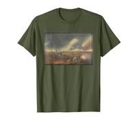 La Batalla de Princeton Pintura - Revolución Americana Camiseta, Hombre, Verde Oliva, L