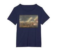 La Batalla de Princeton Pintura - Revolución Americana Camiseta, Mujer Tallas Grandes, Azul Marino, 2XL Grande