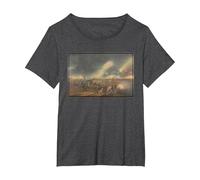 La Batalla de Princeton Pintura - Revolución Americana Camiseta, Mujer Tallas Grandes, Jaspeado Oscuro, 4XL Grande