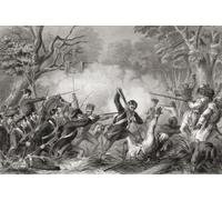 La batalla del lago Okeechobee el 25 de diciembre de 1837 durante la Segunda Guerra Seminole también conocida como la Guerra de Florida 1835-1842. Después de una obra del siglo XIX. Impresión del