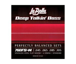 La Bella Strings DEEP TALKIN' BASS - 760FS-M MEDIUM SCALE - Cuerdas para bajo eléctrico - Stainless Steel Flat Wound - Estándar: 045-105
