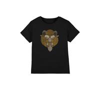 La Bella y la Bestia Cabeza de Bestia Camiseta para niñas, Color Negro, 9-10 años, Negro, 9-10 años