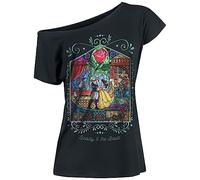La Bella y La Bestia Rose Mujer Camiseta Negro 100% algodón Ancho