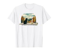 La Belleza de la quietud Retro Cat & Coffee Camiseta