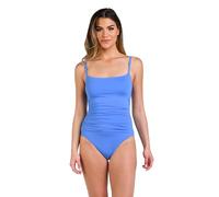 La Blanca One Piece Swimsuit Island Goddess Shirred Side Women's Bathing Suit Traje de baño de una Sola Pieza, Cambray, 38 para Mujer