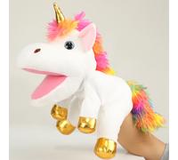 La boca puede mover marionetas de mano de unicornio, juguetes de peluche, muñecos de poni, juegos para padres e hijos, juego de rol educativo para la primera infancia en guardería Rosa