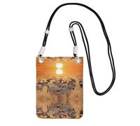 La bolsa de mensajero estampada compacta y ligera de Africa Sunset Zebra es adecuada para viajes diarios, viajes y compras, Black, Talla única