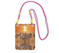 La bolsa de mensajero estampada compacta y ligera de Africa Sunset Zebra es adecuada para viajes diarios, viajes y compras, fucusia, Talla única