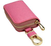 La bolsa para llaves de casa se puede utilizar intercambiablemente con la cartera. La cremallera de metal es segura y resistente, Rosa con estampado de lichi, 11x5.5x2 cm, Moderno y elegante