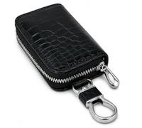 La bolsa para llaves de casa se puede utilizar intercambiablemente con la cartera. La cremallera de metal es segura y resistente, Negro (Black Texture), 11x5.5x2 cm, Moderno y elegante