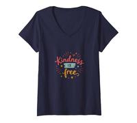 La bondad es Gratis: Cita inspiradora de compasión Camiseta Cuello V, Mujer, Azul Marino, L