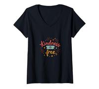 La bondad es Gratis: Cita inspiradora de compasión Camiseta Cuello V, Mujer, Negro, XL