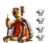 La botella de whisky es de 350 ml, con un diseño interesante. La botella de whisky de tortuga viene con un vaso de delfín, un divertido decantador de vidrio. 2 copas de vino