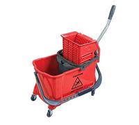 La Briantina Carro para Fregar Suelos Rombo con escurridor y Ruedas Profesional, 34 litros, 69 x 32 x 72 cm, código de Color Rojo