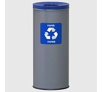 La Briantina Cubo de basura de acero para recogida diferenciada, capacidad 45 litros Ø 30 x H69 cm, color azul, colección de papel