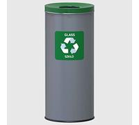 La Briantina Cubo de basura de acero para recogida diferenciada, capacidad 45 litros Ø 30 x H69 cm, color verde recogida cristal