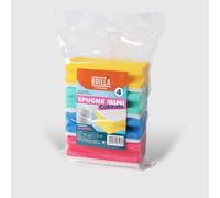 La Briantina Esponjas moldeadas salvamanos Mimì 4 Piezas, Fibra abrasiva antiarañazos combinada con Esponja sintética, 14 x 7 x 4,5 cm, Colores Surtidos