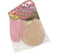 La Briantina GUA00305A Guante Masaje Sisal & Esponja, Fibra de Agave sisalana Poliuretano Algodón Terileno, Rosa, Unica