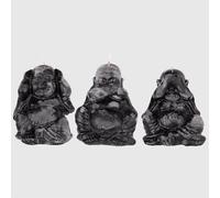La Briantina Juego de 3 velas decorativas artesanales negras con forma de bonzo tibetano - Aroma floral - Altura 13 cm