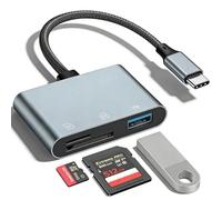 La Brodée Lector de tarjetas USB C a SD, adaptador de tarjeta SD tipo C 3 en 1, lector de tarjetas de memoria de aluminio para iPhone 17/16, MacBook Pro/Air, iPad Pro, Android, Galaxy S24, compatible