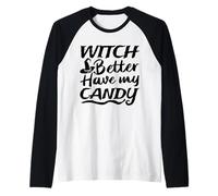 La Bruja de los Trucos Divertidos de Halloween Mejor Que Camiseta Manga Raglan