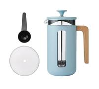 La Cafetière Cafetera Pisa de color azul cielo, émbolo duradero de acero inoxidable, con capacidad para 8 tazas, prensa francesa resistente al calor, elegante mango de madera natural, 1 l