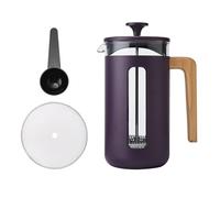 La Cafetière Cafetera Pisa duradera de acero inoxidable, con capacidad para 8 tazas, prensa francesa resistente al calor, mango de madera natural, émbolo versátil para café y té, 1 l, Morado