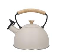 La Cafetière Hervidor Silbante 1.6L, Estructura de acero inoxidable con mango de madera antiquemaduras y de fácil agarre, Hervidor de agua apto para placas de inducción para hervir agua
