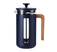 La Cafetière Pisa, 8 tazas/1L, vidrio borosilicato resistente al calor y acero inoxidable con émbolo de fácil agarre, cafetera francesa grande para té suelto y café molido, azul marino