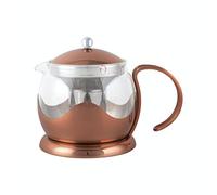 La Cafetière Tetera de cristal para hojas sueltas con infusor, 1,2 l, cobre