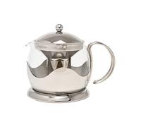 La Cafetière Tetera de vidrio para hojas sueltas con infusor, 1 l, plateada