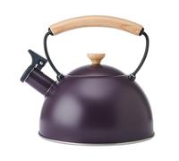 La Cafetière Tetera silbante con mango de madera resistente al calor, tetera ligera resistente a la corrosión con boquilla abatible, compatible con todos los fogones, color morado, 1.6 l