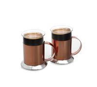 La Cafetière Vasos de vidrio de 200 ml con acabado de cobre pulido, juego de 2