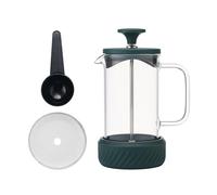 La Cafetière Zero - Cafetera con capacidad para 3 tazas, prensa francesa resistente al calor, mango de vidrio y base de silicona extraíble, fácil de limpiar, color verde, regalo para amantes del café