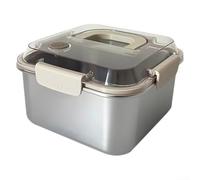 La caja de almacenamiento con mango de acero inoxidable 304 de 2300 ml se puede utilizar para almacenamiento de alimentos, calefacción y hornear, así como contenedores de almacenamiento (2300 ml)