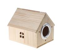 La caja de cría de madera de loros se cuelga en la jaula exterior en el interior. Instala la percha superior abierta para descansar, casa de apareamiento de aves para periquitos cacatúas, nido de cría