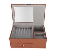 La caja de la pluma, el organizador de la colección de la pluma, la caja de almacenamiento de la pluma estilográfica de doble capa, la caja multifuncional de la pluma de cuero de la pu(marrón)